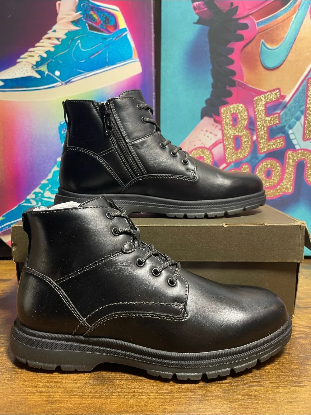 Florsheim Lookout Jr. Boys Plain Toe Lace Up Boots in black size 3